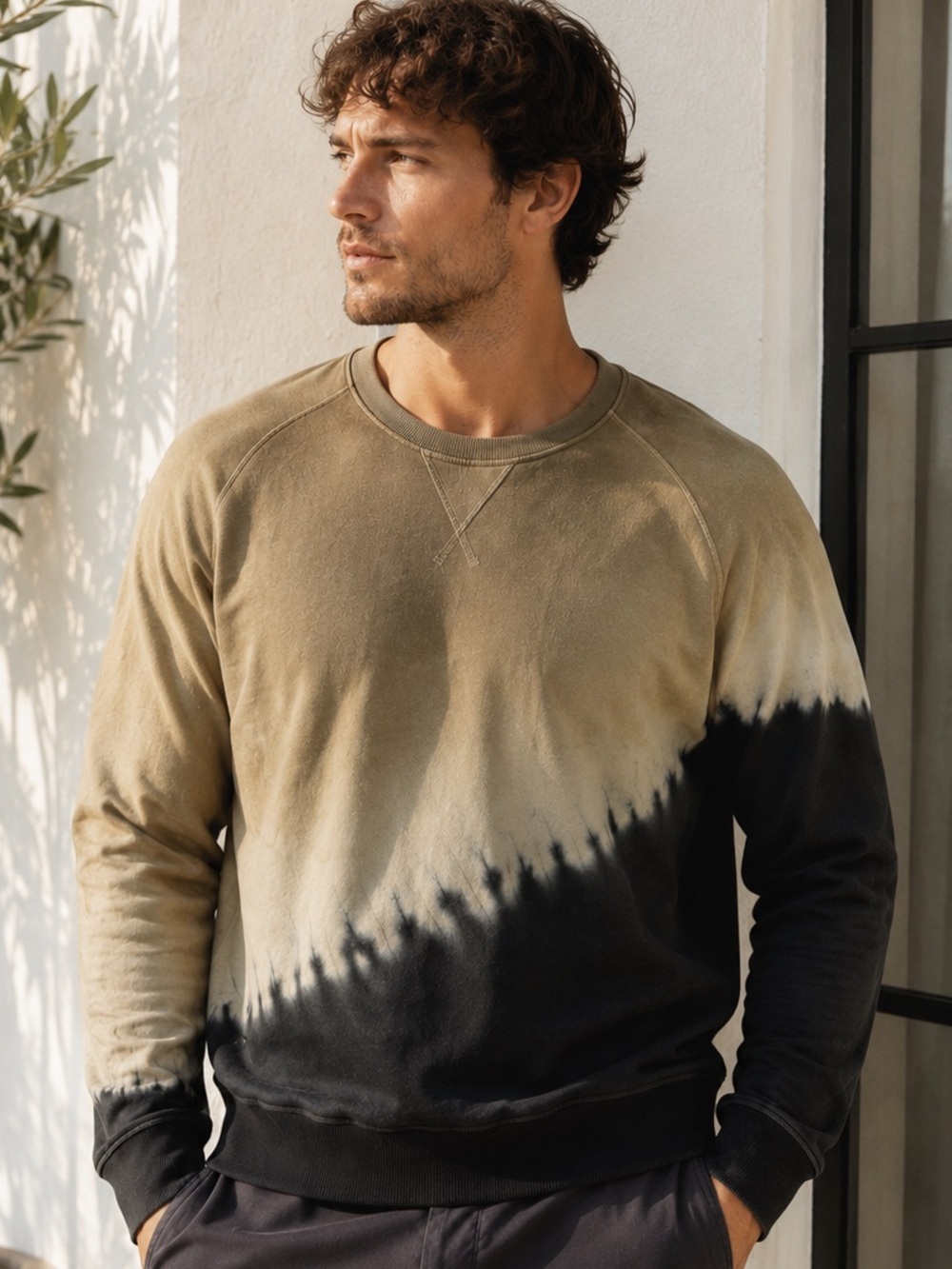 ATM Anthony Thomas Melillo Tie Dye Color Block French Terry Sweatshirt L